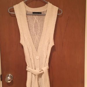 The Limited. Long sleeveless cardigan. White